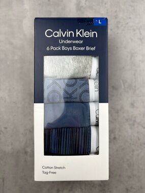 Calvin Klein youth boys boxer briefs 6 pack underwear multicolor size large